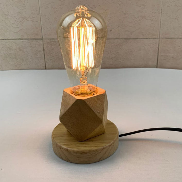 Wooden Slot Socket Screw Bulb Solid Wood Lamp Base Beech Light Base W/ Plug E27 Customized Night Light Holder for LED Light